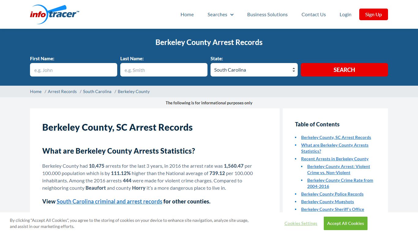 Berkeley County, SC Inmate Search & Arrests - InfoTracer